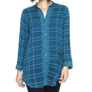 Johnny Was Chepas Button Down Cupra Rayon Lace Feminine Embroidered LRG